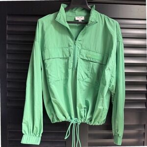 DVF Green Nylon Lightweight Windbreaker Pullover 1/2 Zip Jacket Medium